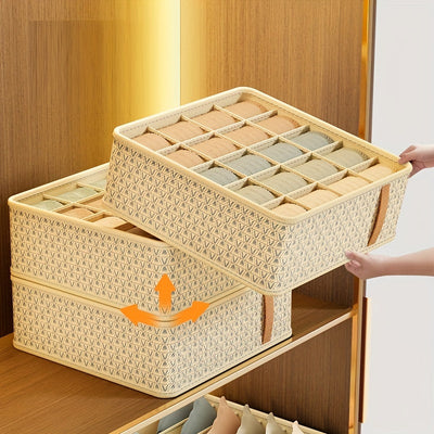 Caja de almacenamiento de tela plegable con tapa transparente - Organizador de varios compartimentos para ropa interior, calcetines y jeans - Ideal para uso en casa y dormitorio, Bolsa separadora de ropa, Organizador de almacenamiento de ropa