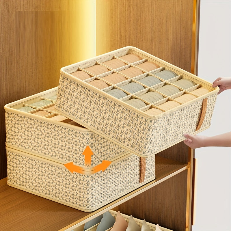 Caja de almacenamiento de tela plegable con tapa transparente - Organizador de varios compartimentos para ropa interior, calcetines y jeans - Ideal para uso en casa y dormitorio, Bolsa separadora de ropa, Organizador de almacenamiento de ropa