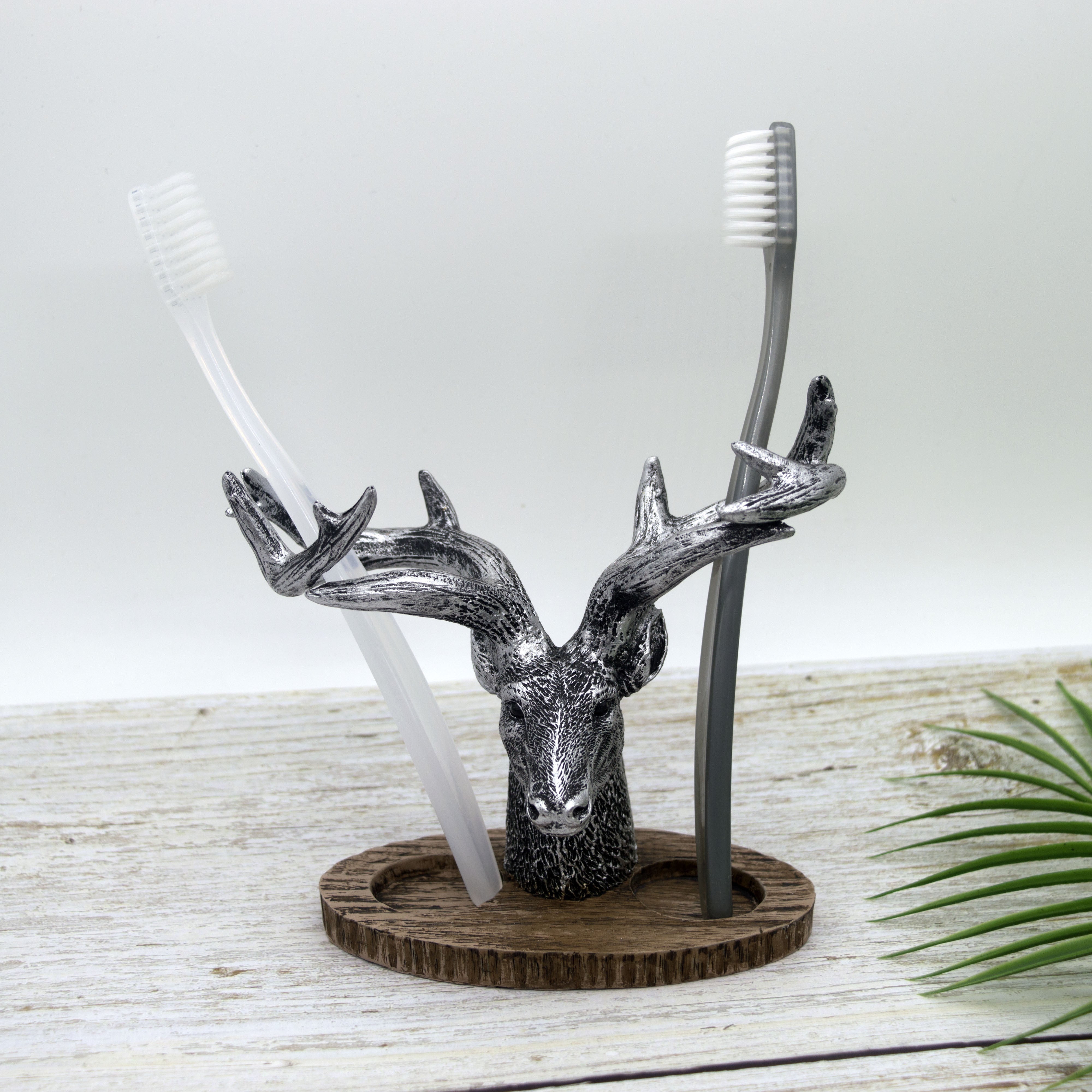 1pc Soporte para cepillos de dientes decorativo de ciervo - Organiza tu baño con estilo, decoración del hogar, muebles para el hogar