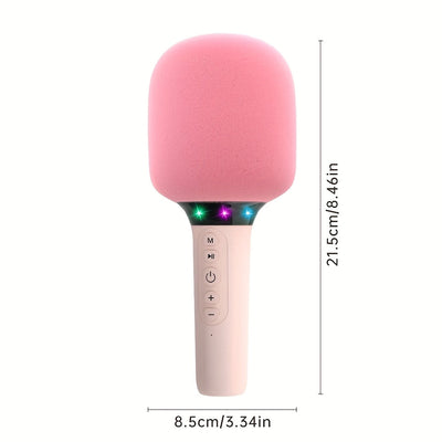 Micrófono inalámbrico TANALAZ con sistema de sonido y luces coloridas - Micrófono portátil USB-C recargable para viajes, hogar, fiestas, KTV - Batería, 2,5-10W de potencia, rosa/azul, accesorios KTV, micrófono moderno, audio de alta calidad
