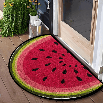 1/2 alfombras de entrada con diseño de sandía, temática veraniega, esponja de 1.2 cm de grosor, ideal para decorar porches, interiores, exteriores y entradas modernas