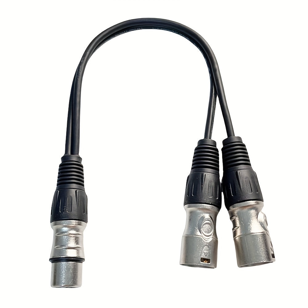 1pc Adaptador de cable de interfaz de audio profesional de 1 a 2, conexión XLR macho y hembra de tres núcleos, compatible con PC, consolas de mezcla, micrófonos, altavoces, amplificadores, controladores de iluminación de escenario - Negro, alimentación c