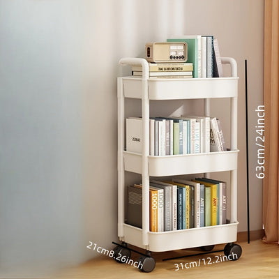 Carro de almacenamiento de varios niveles - Plástico duradero, fácil de mover, perfecto para cocina, baño, dormitorio - Blanco, almacena 25 productos para el hogar