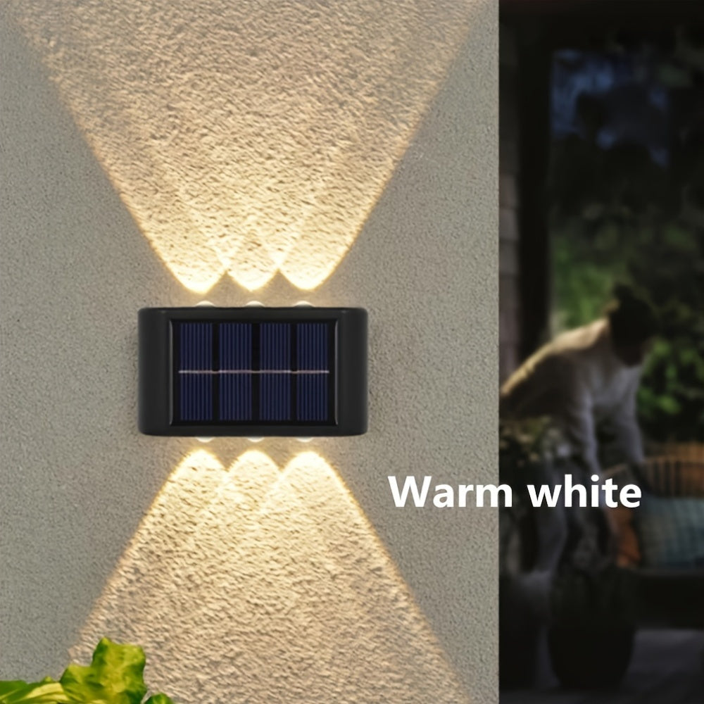 2 unidades de luces solares para paredes, iluminación para patio al aire libre para jardín, villa, paisaje, luces para paredes, cero factura de electricidad, diseño inalámbrico para paredes exteriores.