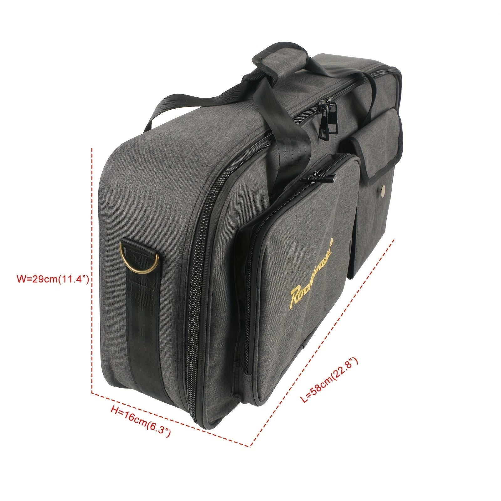Estuche Profesional Portátil Multi-Efecto para Pedales - Bolsa Resistente Gris para Controladores DJ y Equipos con Múltiples Compartimentos, Costuras Reforzadas, Cremalleras Doradas y Asas Ergonómicas para Músicos, Uso en Directos y Estudio, Funda para P