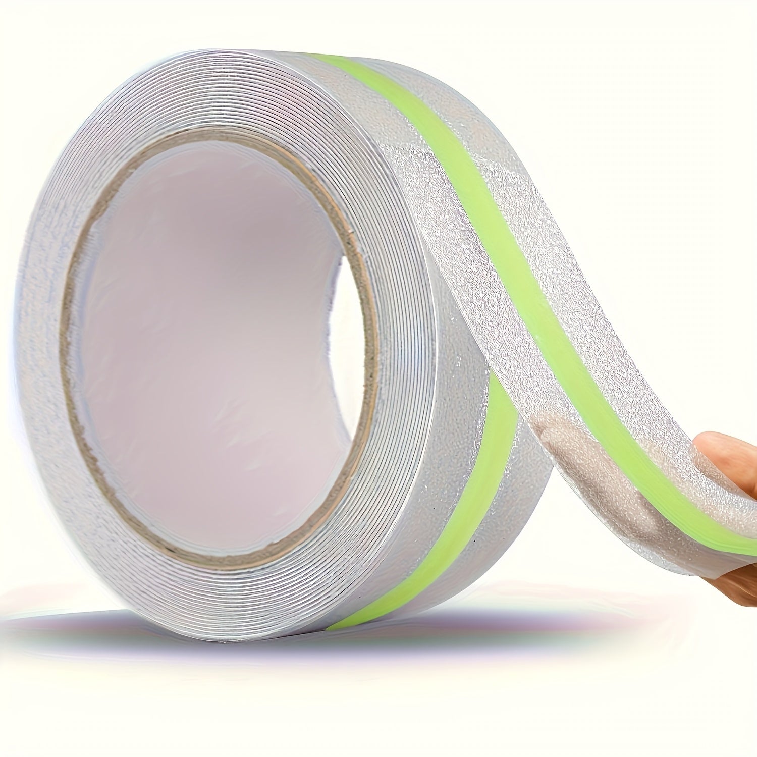 1 pieza de cinta antideslizante con luz nocturna, correa de agarre transparente de 5.08 cm x 5.03 metros, diseñada para proteger a personas mayores, jóvenes y mascotas. Correa de tracción para escaleras exteriores/interiores, garajes, monopatines, al lad