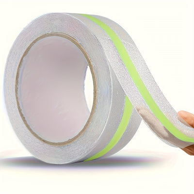 1 pieza de cinta antideslizante con luz nocturna, correa de agarre transparente de 5.08 cm x 5.03 metros, diseñada para proteger a personas mayores, jóvenes y mascotas. Correa de tracción para escaleras exteriores/interiores, garajes, monopatines, al lad