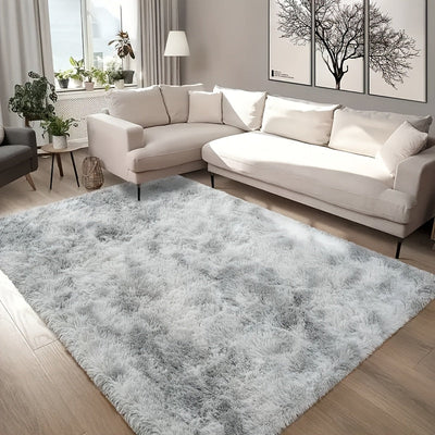 1 alfombra suave de poliéster peluda en gris, antideslizante, rectangular, para sala, dormitorio u oficina, decoración moderna, hecha a máquina, de fibra de poliéster