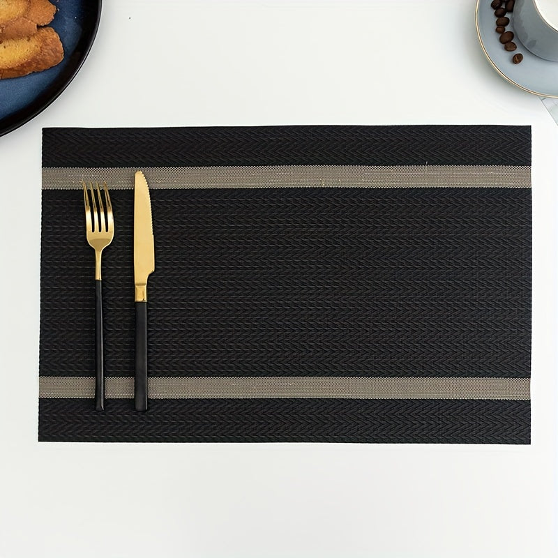 6 manteles individuales de PVC coloridos a rayas, lavables, reutilizables y aislantes del calor, para decoración de mesa de cocina o comedor