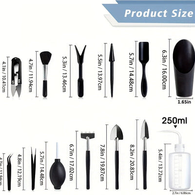 13 piezas Kit de Cuidado Avanzado de Plantas Bonsái - Herramientas de Madera y Metal Duraderas para Plantas de Interior, Cactus y Jardines de Hadas - Incluye Tijeras de Poda, Cuchillo de Injerto y Regadera - Perfecto para Macetas y Plantas en Macetas, Ki