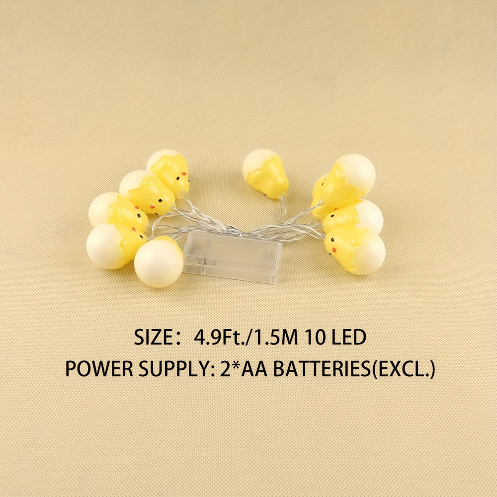 1 pieza de encantadoras luces de cadena LED de cascarón de huevo de pollo - alimentadas por batería, cálido resplandor amarillo para decoraciones de Pascua y Navidad, ambiente hogareño e interior, material PP, sin baterías incluidas, encantadoras luces p