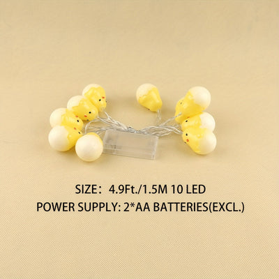 1 pieza de encantadoras luces de cadena LED de cascarón de huevo de pollo - alimentadas por batería, cálido resplandor amarillo para decoraciones de Pascua y Navidad, ambiente hogareño e interior, material PP, sin baterías incluidas, encantadoras luces p