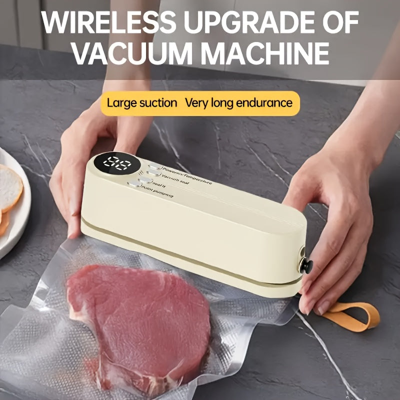 Selladora de Vacío Portátil Recargable USB - Máquina Multifuncional Automática para Sellado de Alimentos con Sistema de Sello, Función de Extracción y Inflación Externa, Adecuada para 10 Escenarios: Hogar, Escuela, Conservación Comercial de Alimentos, Pi
