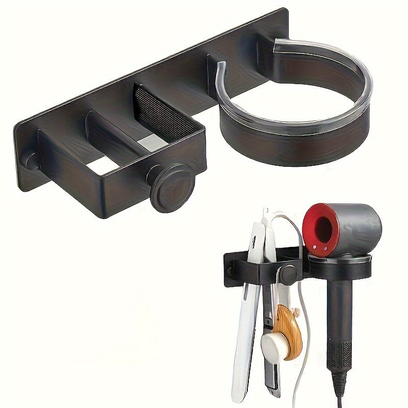 Organizador de Estilismo ANLIN Sin Taladro - Estante de Aluminio Resistente para Baño y Salón, Montaje en Pared Ahorrador de Espacio para Secador, Plancha y Rizadora - Instalación sin Daños, Decoración Moderna (1 Nivel), Accesorios y Decoración de Baño,
