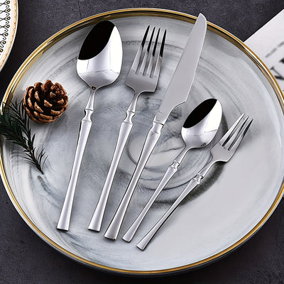 Set de cubiertos de acero inoxidable - 20/30/40 piezas de cubiertos elegantes con mango delgado, vajilla premium para 4/6/8 personas, incluye cuchillos, tenedores, cucharas, cubiertos de postre, ideal para el hogar, la cocina, el restaurante, las fiestas