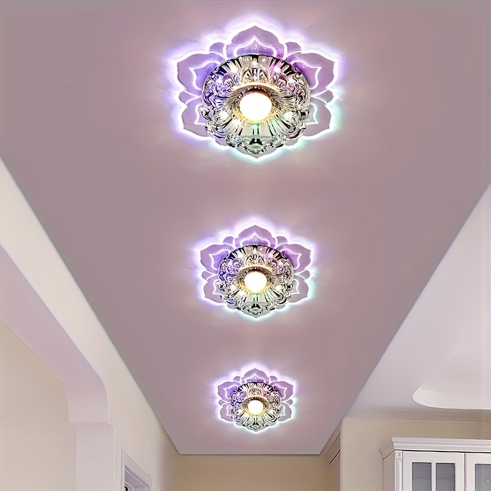 1pc Lómpara de techo LED moderna, instalación semiempotrada, eficiente en energía, regulable, pantalla de metal, cableado, para pasillo, dormitorio, baño, cocina, balcón, corredor, escalera, café, oficina - Incluye hardware de instalación, 85V-265V