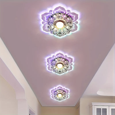 1pc Lómpara de techo LED moderna, instalación semiempotrada, eficiente en energía, regulable, pantalla de metal, cableado, para pasillo, dormitorio, baño, cocina, balcón, corredor, escalera, café, oficina - Incluye hardware de instalación, 85V-265V