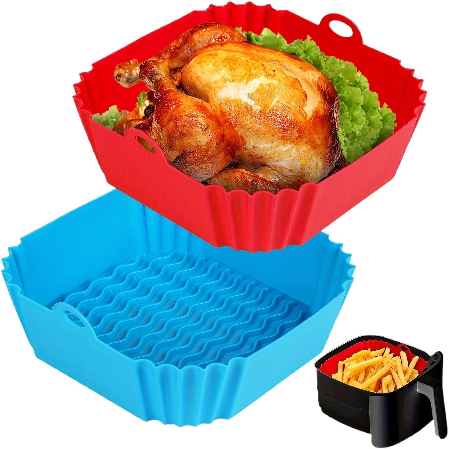 1 PS Cuadrado Forro de Silicona para Freidora de Aire - 8 Pulgadas Reutilizable Accesorios para Freidora de Aire - Inserto para Freidora de 4 a 7 QT y Accesorios para Horno y Microondas