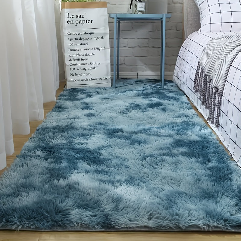 Alfombra de lujo suave y antideslizante - Peluche suave con diseño tie-dye, color sólido, alta calidad de poliéster, solo lavado a mano, alfombra rectangular para interiores en sala, dormitorio, baño, entrada, comodidad en el dormitorio | Superficie text
