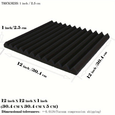 96 piezas de paneles acústicos de espuma negra VIBuilt, 30.48 cm x 30.48 cm x 2.54 cm - Baldosas insonorizadas de alta densidad para estudio, sala de música y sala de juegos, reducción de ruido, fácil instalación, duraderas y absorbentes, paneles insonor