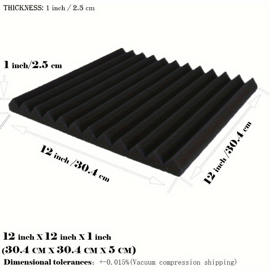 96 piezas de paneles acústicos de espuma negra VIBuilt, 30.48 cm x 30.48 cm x 2.54 cm - Baldosas insonorizadas de alta densidad para estudio, sala de música y sala de juegos, reducción de ruido, fácil instalación, duraderas y absorbentes, paneles insonor