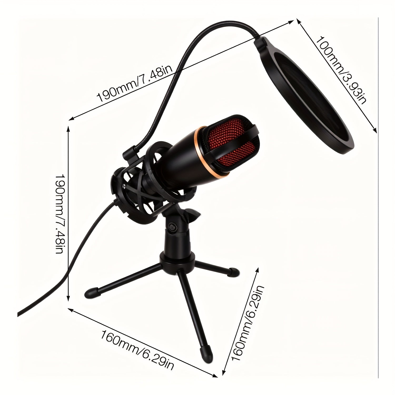 Microfono de Condensador USB ZEALSOUND con Soporte Trípode Ajustable, Iluminación RGB y Filtro Anti-Pop para Computadora - Plug & Play, Sin Controladores Necesarios para Transmisión, Juegos, Podcasts, Grabación de Voz - Compatible con PC, Portátil, Escri