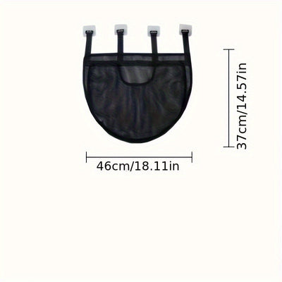 Bolsa organizadora de juguetes de baño para niños de gran capacidad - Almacenamiento de malla impermeable con correas negras, ideal para juguetes de bañera, champú y jabón, con diseño divertido y personajes de dibujos animados.