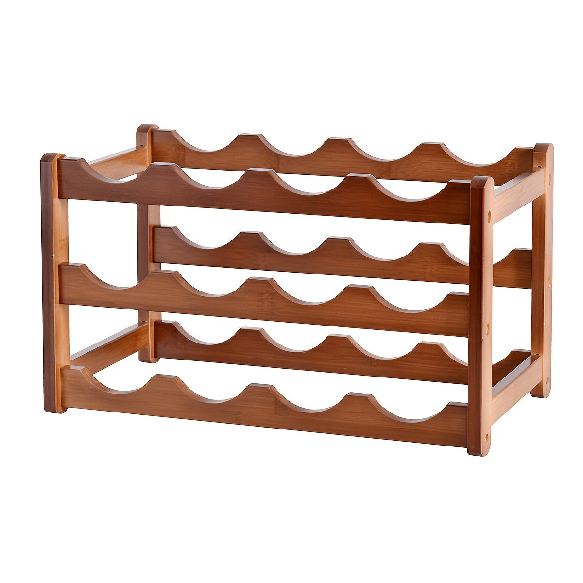 1pieza Estantería de vino de bambú, Soporte de vino apilable, estante de exhibición, organizador de almacenamiento de vino para cocina, bar, bodega de vinos