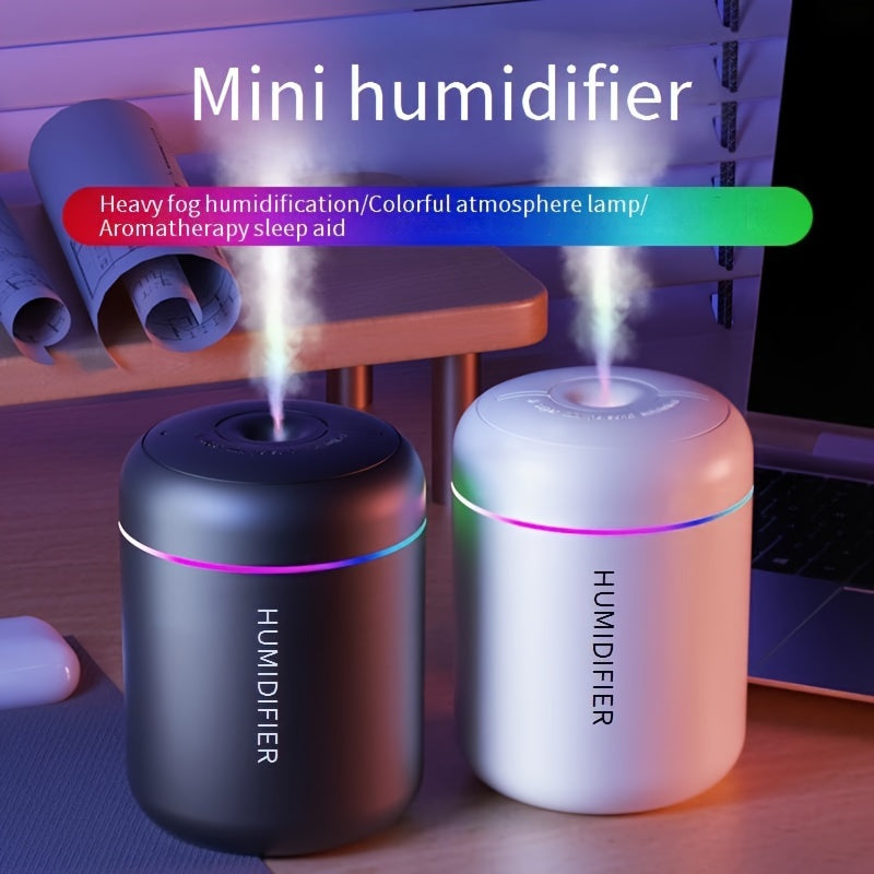 1pc Humidificador Ultra-Silencioso de 180ml con Luz Nocturna Colorida - Alimentado por USB, Apagado Automático y Modos de Nube Dual para Escritorio de Oficina, Coche y Uso Doméstico - Regalo Perfecto para Hombres, Mujeres, Estudiantes en San Valentín, Ha