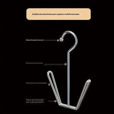 [Gancho de Acero Inoxidable Duradero] Gancho para Zapatos de Acero Inoxidable Duradero y Ahorra Espacio - Colgador Metálico Multifuncional para Organización de Armario y Fácil Montaje - Accesorio de Almacenamiento para el Hogar y Lavandería a Prueba de Ó