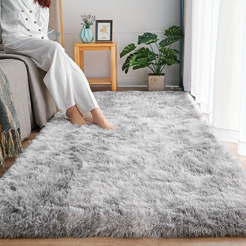 1 alfombra peluda para habitación, suave y mullida, con base antideslizante, color gris claro, ideal para dormitorio o sala de estar