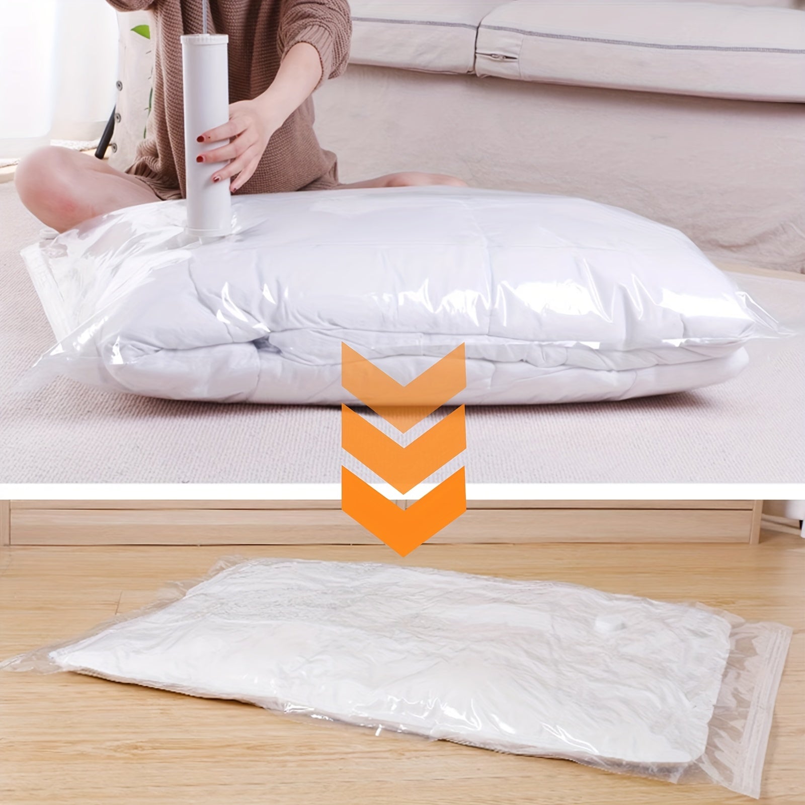 4 Bolsas de almacenamiento de vacío gruesas - Organizador con cremallera para ahorrar espacio para ropa, mantas, colchas - Plástico duradero, ideal para dormitorio y viajes, organizadores y almacenamiento de dormitorio