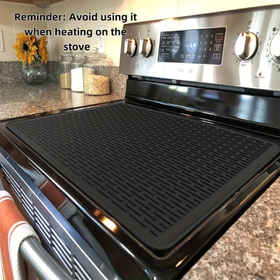 Funda de silicona extra grande para hornos, 28" x 20" (71,12" x 50,8"), resistente al calor, antideslizante, protector ideal para hornos eléctricos y encimeras de vidrio, perfecto para autocaravanas y cocinas, negro/gris.