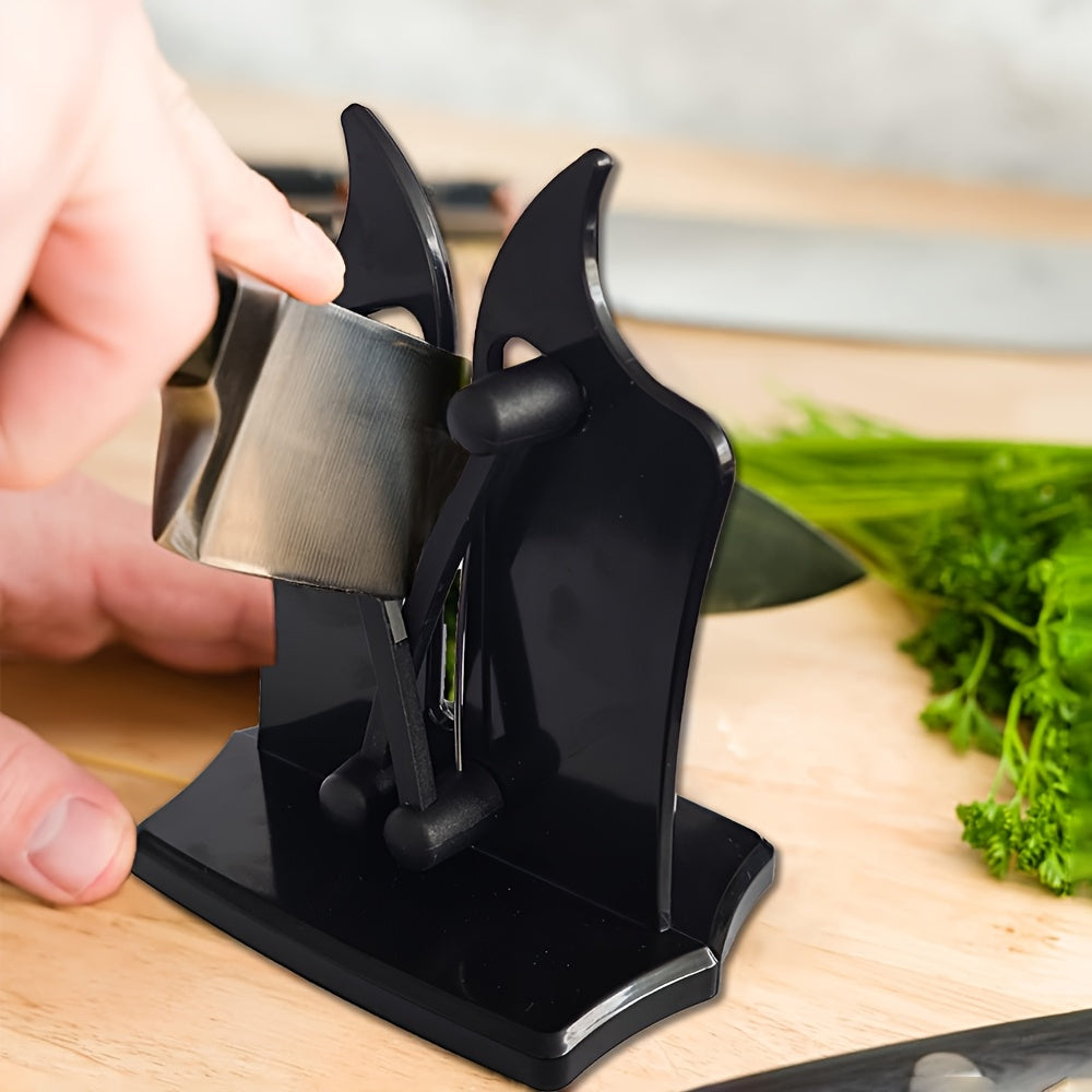 Afilarcuchillos Profesional de 1 Pieza con Ajuste Automático y 3 Acciones en Carburo de Tungsteno - Afilado Sin Esfuerzo para Cuchillos y Tijeras, Base Duradera de ABS, Diseño Negro para Uso en Cocina, Accesorios Gastronómicos | Herramienta de Cocina Mod
