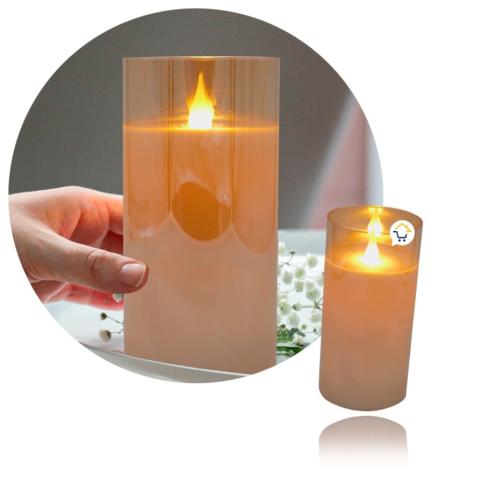 Vela Luz LED Grande Efecto Real Parafina Cristal JSM273