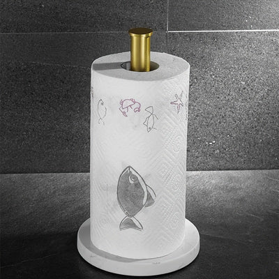 Soporte de toalla de papel de acero inoxidable SUS304 con base de mármol - Soporte de mostrador para rollos estándar o jumbo, impermeable y resistente a la corrosión, accesorio de mostrador de cocina | Accesorio de cocina moderno | Loza de cocina duradera