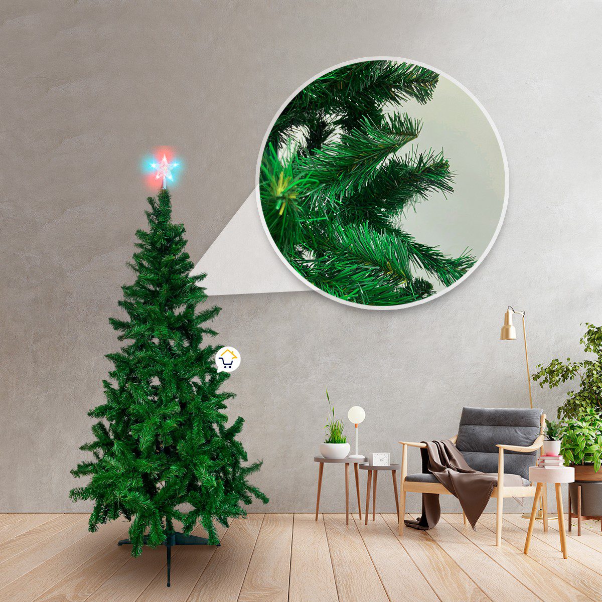 Árbol Navidad 1.80 m Estrella Y Nieve Spray 700 Ramas S34D
