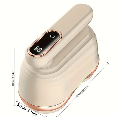 Dispositivo digital inteligente, color crema, mango plegable, malla de abeja de 12 cuchillas, larga vida de batería, operación de un solo clic, dispositivo protector - Limpia de lana portátil para ropa de invierno, cuidado de ropa de invierno | Diseño mo