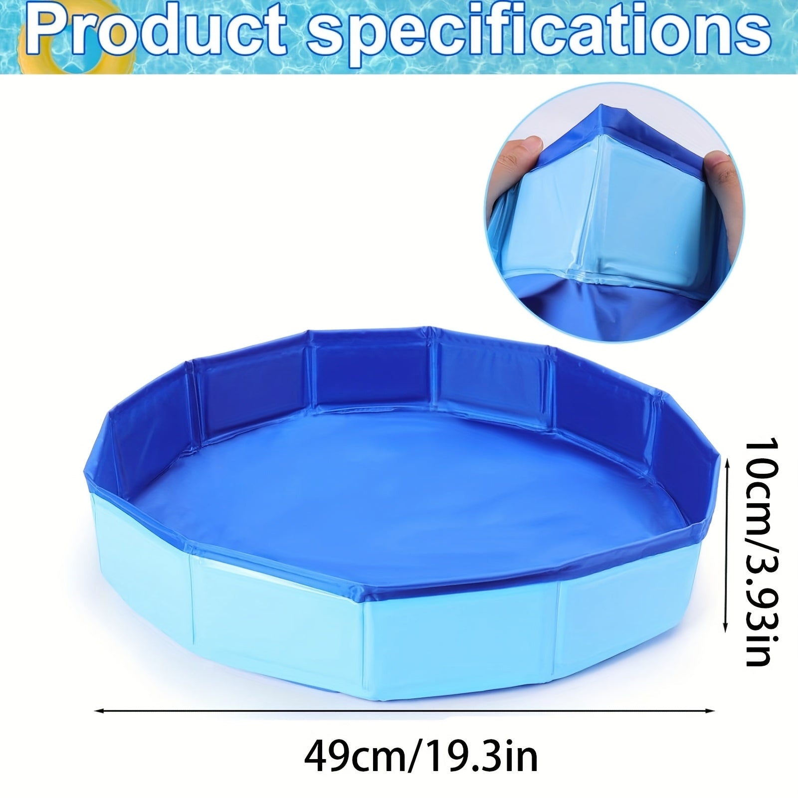 Baño de pies plegable portátil, recipiente de pies plegable de PVC compuesto, adecuado para la entrada de la piscina, con accesorios básicos de limpieza de piscina de varios componentes, apto para 10 personas.