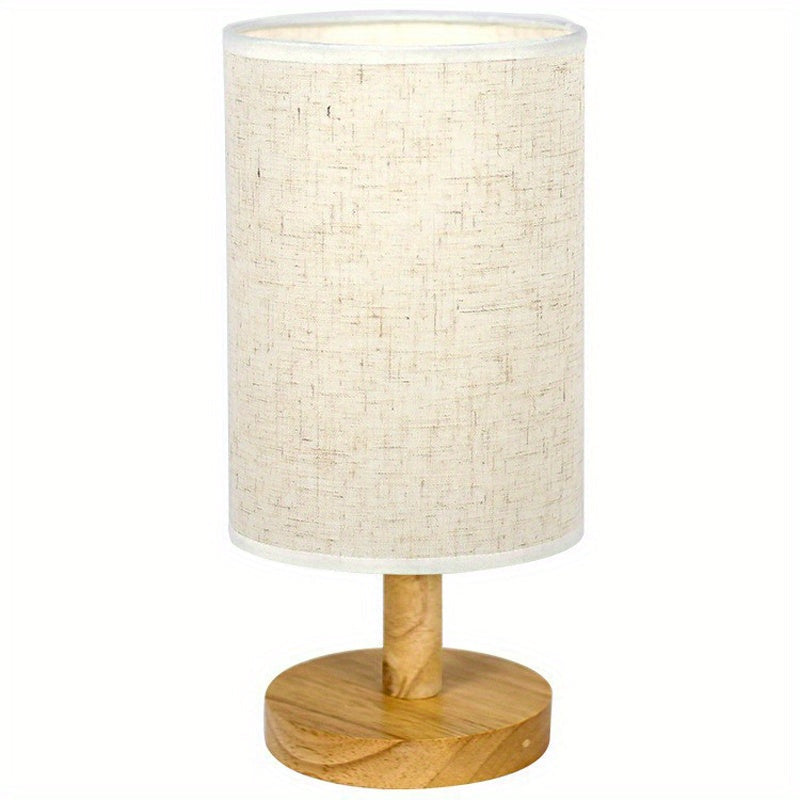 1 Lámpara De Mesita De Noche, Cubierta De Tela, Luz De Noche Pequeña, Decoración Nórdica Moderna Para Dormitorio, Luz De Noche, Luz De Escritorio De Madera Maciza, Alimentada Por USB