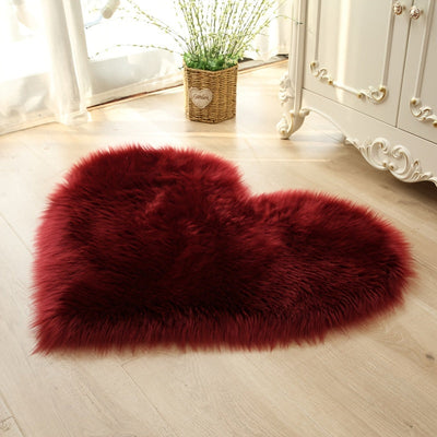 Alfombra de pelo largo en forma de corazón, 1 pieza, felpuda para sala, dormitorio o sofá, tapete mullido, 50x60 cm/19.68x23.62 pulgadas