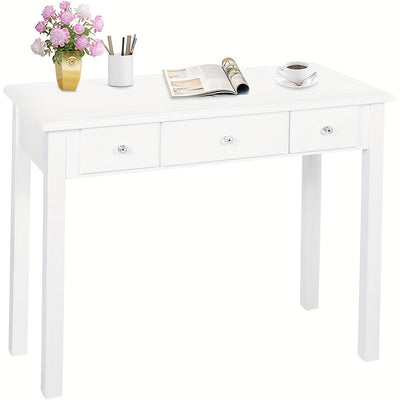 1 pieza, escritorio moderno y simple con 3 cajones, tamaño pequeño, escritorio blanco para oficina, escritorio para escribir, mesa para el hogar.