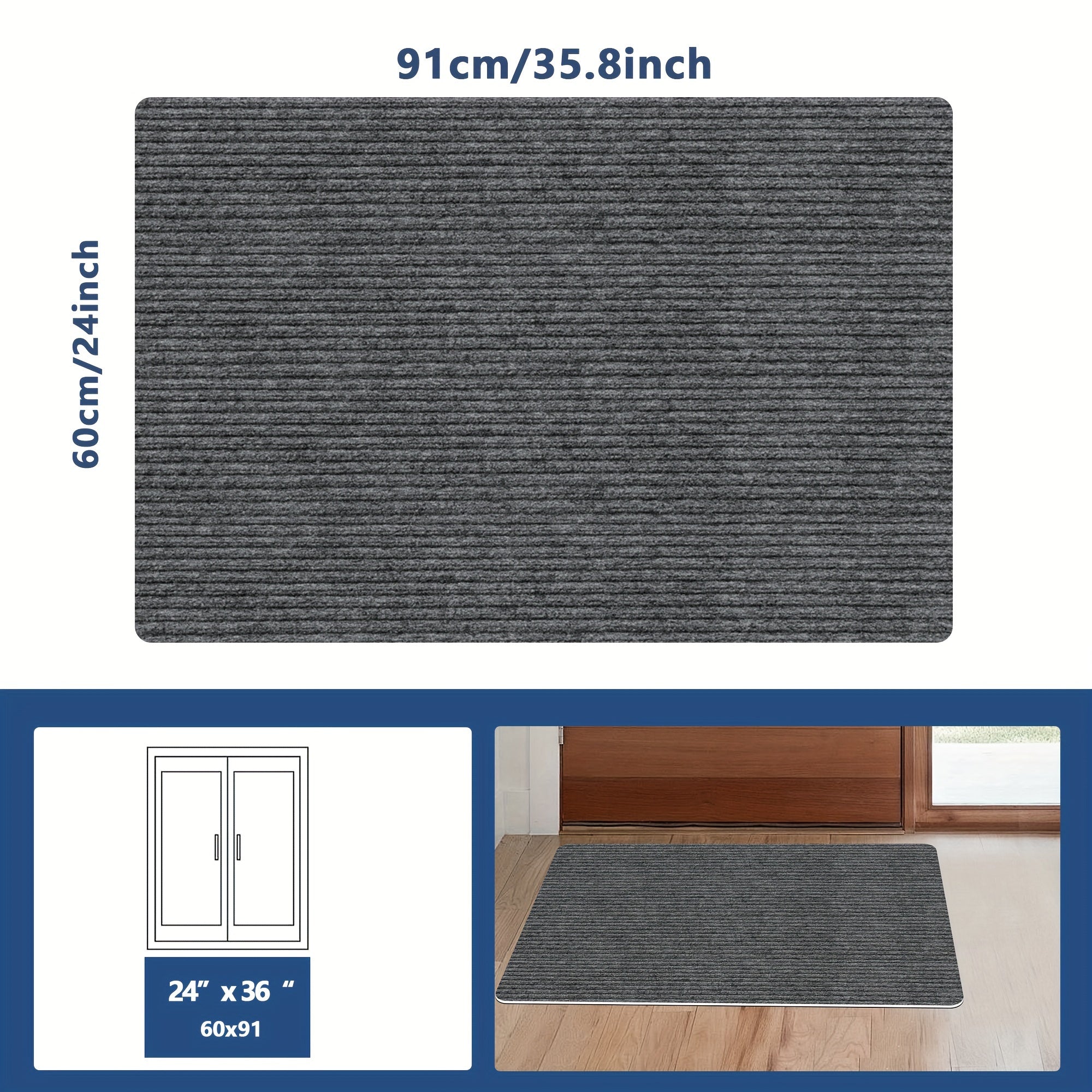 1 pieza de alfombrilla antideslizante para puertas - Elegante diseño geométrico en azul y blanco, fácil de limpiar, poliéster duradero, perfecto para entradas interiores/exteriores, porches delanteros, habitaciones y jardines, ideal para ayudar con la de