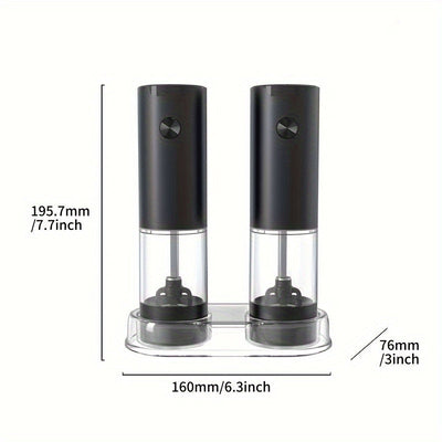 1/2pcs Conjunto de molinillos eléctricos de especias, Molinillo de sal y pimienta portátil con batería no recargable, Cámara de especias transparente, Esencial de cocina, Ideal regalo para cocineros en casa