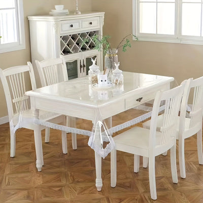 Manteles de mesa de PEVA desechables y transparentes, delgados, sin arrugas, fáciles de limpiar y perfectos para mesas de comedor, fiestas, acampadas, cenas al aire libre y decoración de cocina en casa.