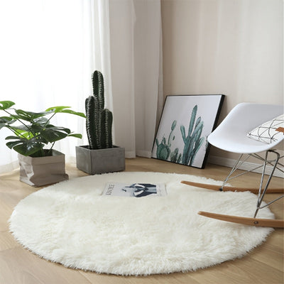Alfombra redonda suave y esponjosa, antideslizante, lavable, de fibra de poliéster, diseño geométrico, tejida a máquina para sala, dormitorio, cuarto de juegos, residencia estudiantil, sofá, decoración para habitación de adolescentes, 450 g/m², 4.5 cm de