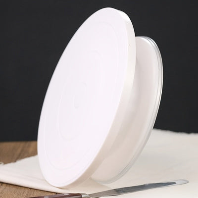 1pc SHAON Tornamesa de plástico para tartas con base blanca - Ideal para glasear, decorar y pintar tartas - Perfecto para hornear en casa y uso profesional, Esenciales para hornear | Soporte decorativo para tartas | Base duradera para tartas, Suministros