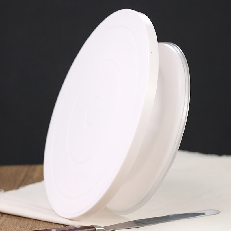 1pc SHAON Tornamesa de plástico para tartas con base blanca - Ideal para glasear, decorar y pintar tartas - Perfecto para hornear en casa y uso profesional, Esenciales para hornear | Soporte decorativo para tartas | Base duradera para tartas, Suministros
