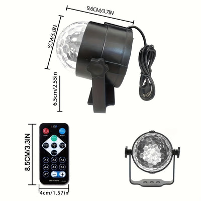 1pc Trae la fiesta a la vida con luces de bola de discoteca RGB activadas por sonido - 7 modos de control remoto, perfecto para fiestas de baile en casa, bares, karaoke, decoración del hogar, sala de estar, Halloween, Navidad, decoración de bodas, decora
