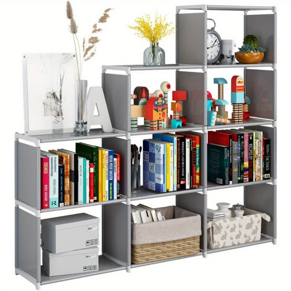 1pc Estante Metálica Versátil de 9 Niveles - Estantería Multifuncional para Libros, Ropa y Almacenamiento en Casa - Tubo de 8mm, Tubería Dorada, Ideal para Sala, Dormitorio o Oficina
